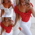 thumbnail image 1 of T-Shirt Blouse en Coton à Pois Décontracté d'Été à Manches Courtes Imprimé pour Femmes, 1 of 5