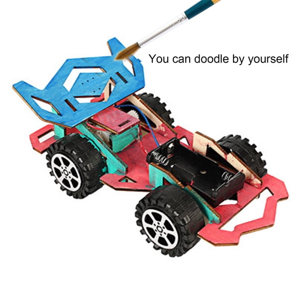 Kit de bricolage pour enfants - Construisez et peignez votre propre voiture de course en bois - Kit de bricolage - Jouet de construction et de peinture - Cadeau pour enfants