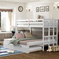 thumbnail image 1 of Costway Twin Over Twin Pull-Out Bunk Bed with Trundle Wooden Ladder White, 1 of 9