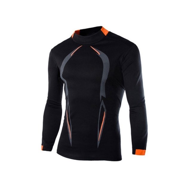 Hauts de Compression pour Hommes Chemise de Sport Col Rond Manches Longues Élastique Séchage Rapide Hauts Entraînement Physique Course Décontractée Cyclisme Vêtements de Sport