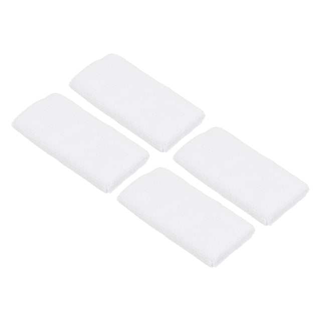 Unique Bargains Bracelets de Sport 8x15 cm en Éponge Absorbante, Bande Anti-Transpiration Athlétique, Blanc, Lot de 4