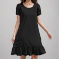 thumbnail image 4 of Liquidation d'Été 2025! Robe pour Femme Grande Taille, Liquidation de Robes d'Été pour Femmes, Robe d'Été pour Femme en Coton et Lin à Manches, Ourlet Volanté, Jupe Longue, 4 of 5