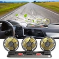 thumbnail image 2 of Car USB Triple Head Fan - 360° Adjustable, 12V/24V Compatible, Silent Cooling for Trucks/SUVs/RVs (Black), 2 of 3