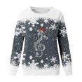 thumbnail image 4 of Kcodviy Femmes Décontracté Triple Neige Décontracté Manches Courtes Imprimé de Noël Col Rond Long Manteaux de Sport Femmes Manche Chandail à Capuchon Haut, 4 of 4