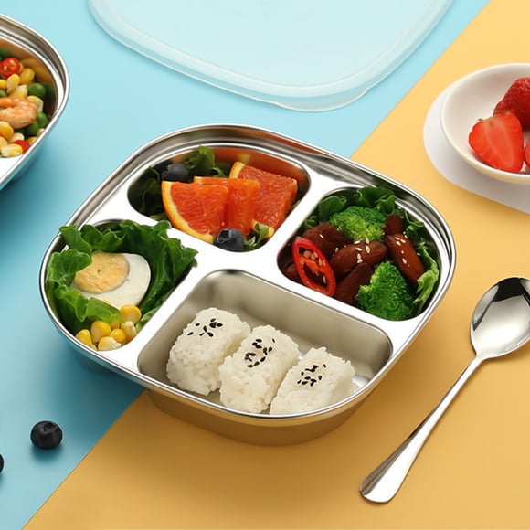 Stainless Steel Divided Plates for Kids - Indestructible Dinner Plates with Compartments for Picky Eaters, Lunch, and Camping