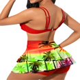 thumbnail image 4 of MesaSe Women 2Pcs Swimsuit Set  Solid Color Wrap Bikini Tops + Ruffle Skirt Bottom Set Beach Swimwear, 4 of 5