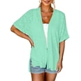 thumbnail image 2 of Jsaierl Cardigans Légers pour Femmes Été Décontracté Manches Courtes Hauts Plage Vacances Chemises Douces Confortables Amples, 2 of 6