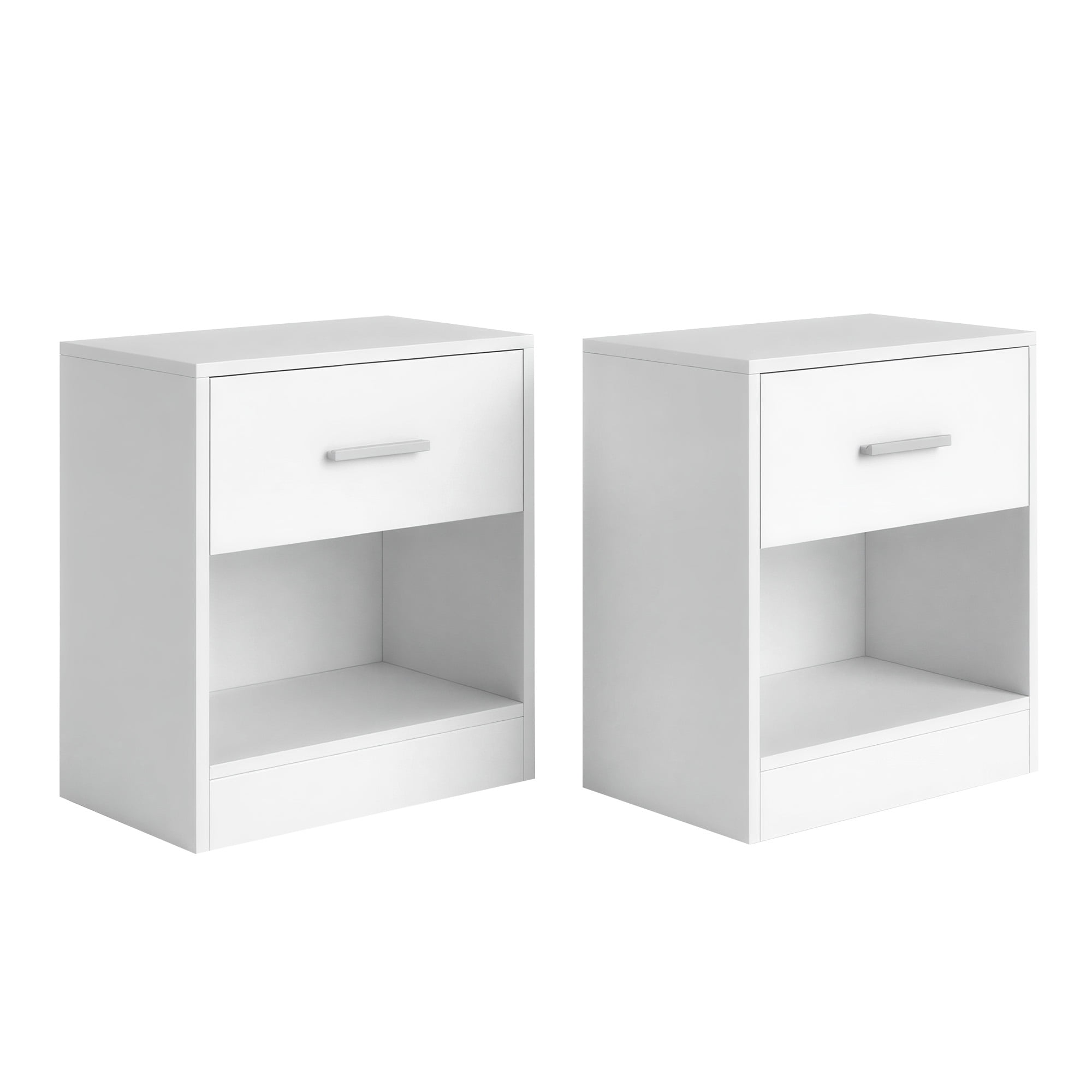 Nightstands, Set of 2, Side Tables with Drawer and Shelf, Bedside Tables, End Tables with Open Compartment, for Bedroom, Living Room, White