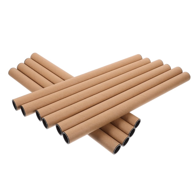 Miangastore 10pcs Paper Mailing Tube Poster Tube Poster Holder Tube for DIY Reusable Drafting Tube. A set of ten khaki-colored mailing tubes made from sturdy ABS and paper material, measuring 40.70 x 2.80 x 2.80 cm (16.00 x 1.10 x 1.10 in) with an inner diameter of 2.5 cm (0.98 in). These tubes are ideal for safely transporting and storing posters, artwork, graphics, and charts, offering superior protection during transit.