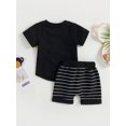 thumbnail image 2 of Kmbangi Ensemble 2 Pcs Shorts d'Été pour Bébés Garçons, T-shirt à Manches Courtes Col Rond + Shorts Rayés Tenue de Fête Décontractée 0-4 Ans, 2 of 9