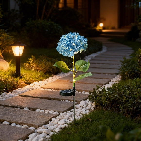 Gifts YYV Solar Hydrangea LED Garden Stake Lights Waterproof Fake Flower Solar Powered Yard Pathway Stake Lights Decorative Outdoor Landscape Accent Solar Lighting