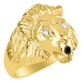 thumbnail image 3 of RYLOS Rings Gold Plated Silver Lion Head Ring Diamonds Eyes & Gemstone Mouth Fun Designer Rings Black Diamond Jewelry Size 10, 3 of 7