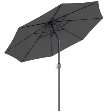 Outsunny 10' x 8' Round Market Umbrella, Patio Umbrella, Grey