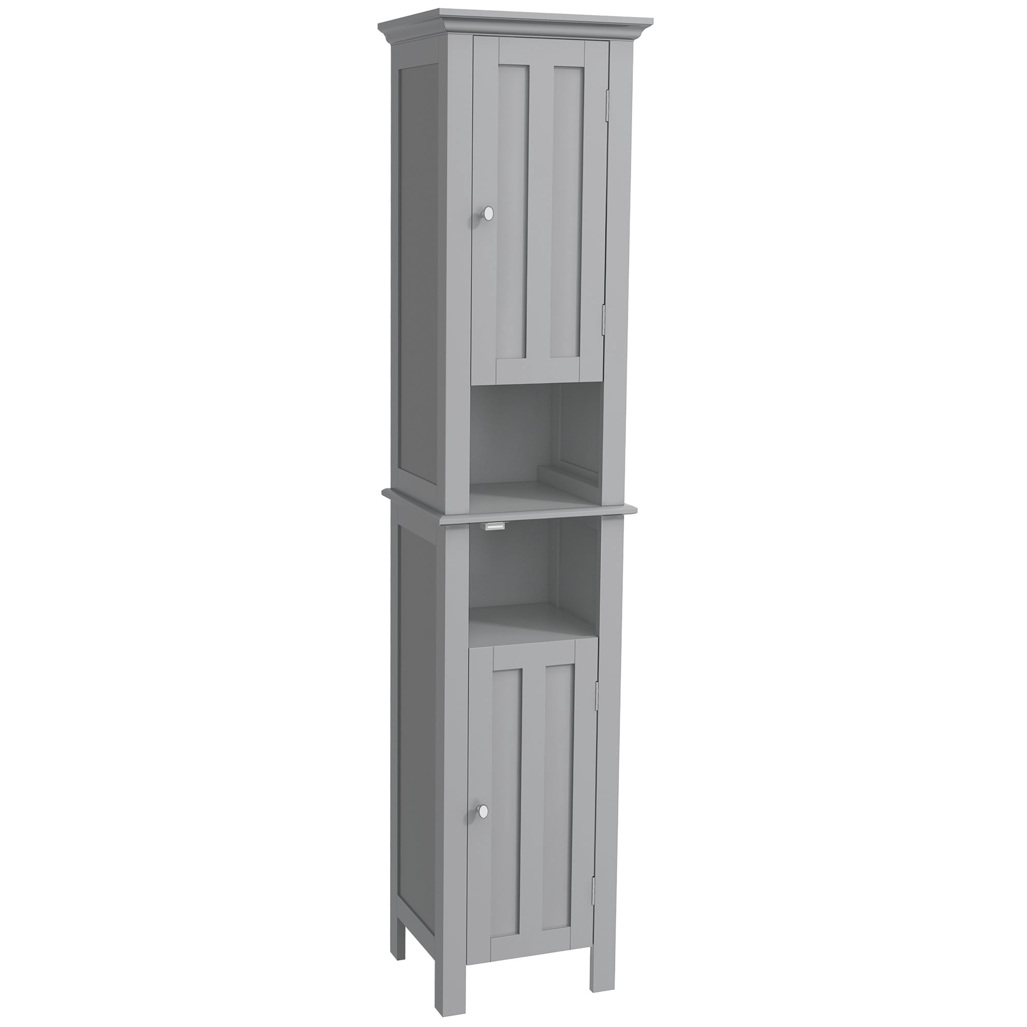 kleankin Tall Bathroom Storage Cabinet with Shelves, Grey
