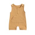 thumbnail image 1 of Xingqing Newborn Bébé Garçons Filles One Piece Romper Sans Manches Bodysuit Button Combinaison de Poche Été Short Vêtements, 1 of 6