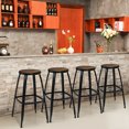 thumbnail image 3 of Gymax Set of 4 Industrial 30'' Bar Stool Pub Height Bar Chair Metal Frame Elm Wood Seat, 3 of 10