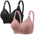 thumbnail image 2 of Bras for Women, 2PCS Womans Printing Gathered Together Large Size Daily Bra Underwear No Rims, 2 of 9