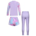 thumbnail image 3 of Doomiva Girls Long Sleeve Rash Tops with Swim Shorts Pants Bathing Suit UPF 50+ Rash Guard Swimsuit Purple 2-3, 3 of 6
