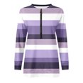 thumbnail image 4 of Chandails à Capuchon Mode pour Femmes 2023 Hauts Automne Manches Longues Ample Chandail à Enfiler Chemise Chic Décontracté Dames Rayé Col Rond Chandails 50 % de Rabais Liquidation Costumes d'Halloween/Noël, 4 of 5