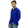 thumbnail image 3 of Atasi Kurta pour Homme, Chemise Bleue à Col Rabattable, Vêtement Ethnique Indien - Grand, 3 of 7