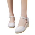 thumbnail image 3 of Sandales Décontractées Rétro à Talon Compensé pour Femmes à Bout Fermé avec Bride à Boucle Espadrilles à Talon Compensé pour Dames, 3 of 9
