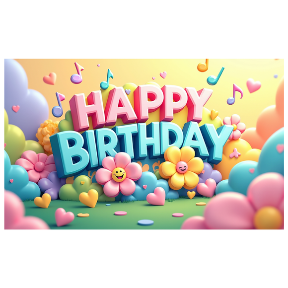 Colorful Floral Happy Birthday Banner Background Backdrop Party Supplies Decors for Birthday Party Photography Props Celebration Decorations
