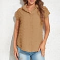 thumbnail image 4 of Hauts pour Femmes Décontractés Été Manches Courtes Légers Couleur Unie Tendance T-Shirts Courts Dames Col Rond Blouses (Petit, Kaki), 4 of 7