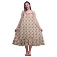 thumbnail image 1 of Bimba Chemises de Nuit en Coton Imprimé Pêche Foncée Feuilles Florales et Roses pour Femmes Robe Sans Manches Tenue de Nuit Robe Maxi Très Grande, 1 of 6