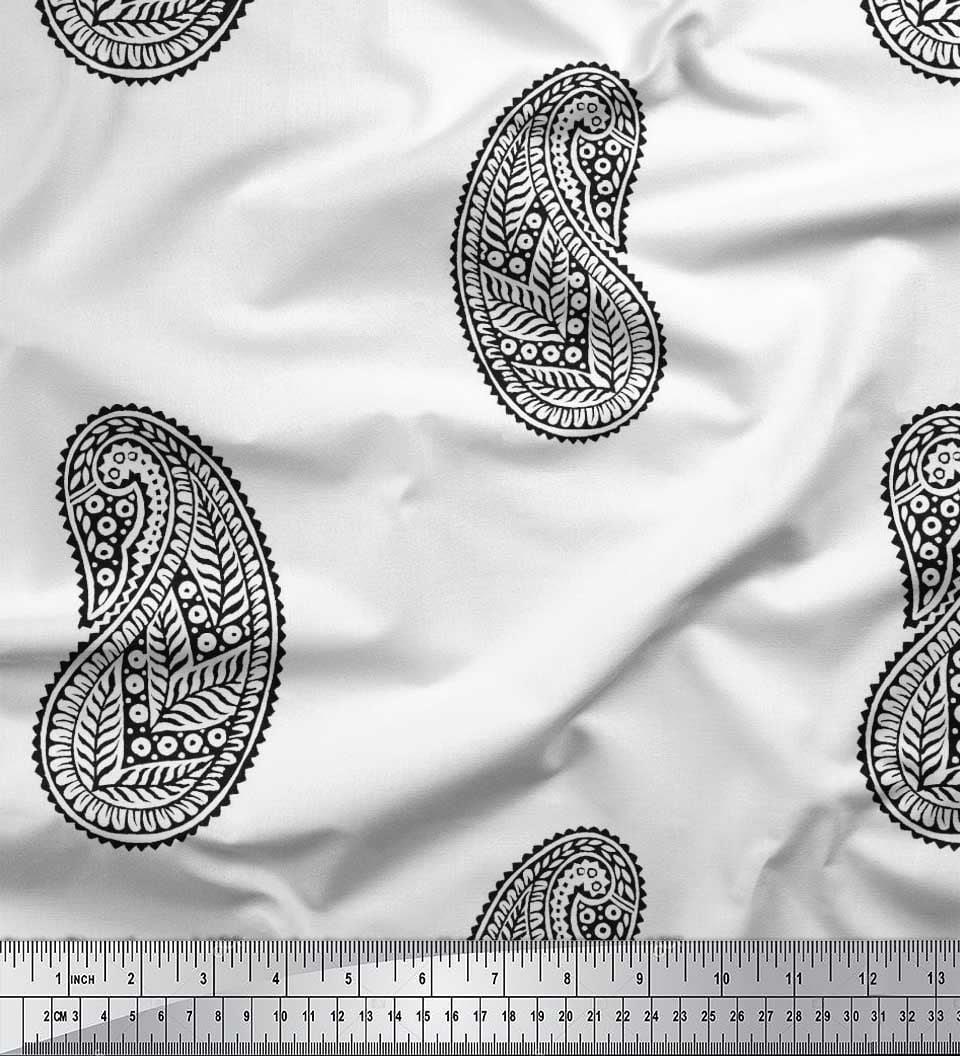 Soimoi Cotton Voile Fabric Paisley Block Decor Fabric Printed Yard 42 Inch Wide
