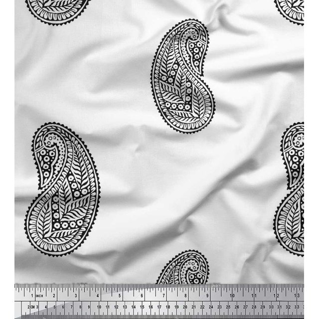 Soimoi Modal Satin Fabric Paisley Block Fabric Prints by Yard 42 Inch Wide