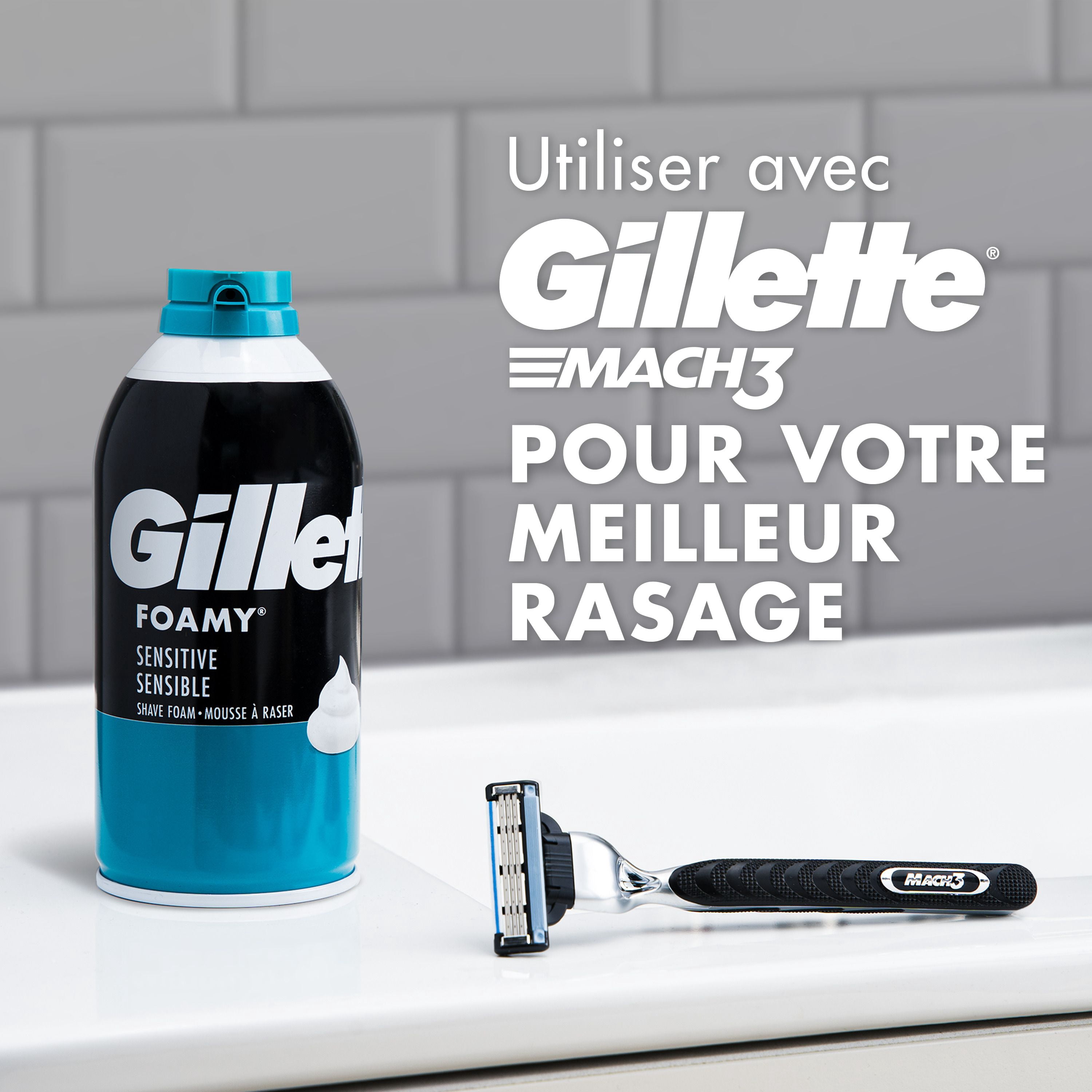 Mousse à raser pour hommes Gillette Foamy peau sensible