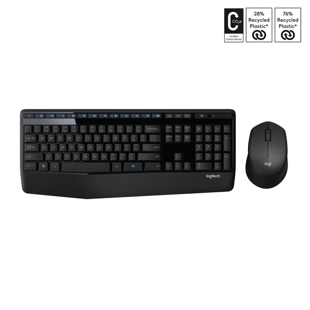 Logitech MK345 Wireless Keyboard and Mouse Combo - Full-Sized Keyboard with Palm Rest