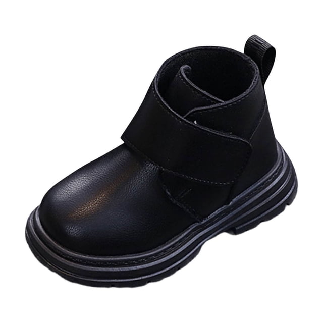 Bottes d'Hiver pour Enfants Couleur Unie en Cuir Court Style Britannique