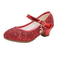 thumbnail image 2 of Filles filles Princesse Robe Chaussures Enfant en Bas Talons Scintillent Fête Chaussures de Mariage Marie Jane Paillettes Chaussures, 2 of 9