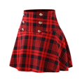 thumbnail image 4 of Fgnfyis Jupe à Carreaux pour Femmes, Mode Décontractée, Imprimé à Carreaux, Jupe Trapèze Mini avec Design à Boutons pour Tenues, Jupes pour Femmes, Rouge G, 4 of 6