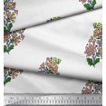 thumbnail image 2 of Soimoi Modal Satin Fabric Leaves & Floral Block Decor Fabric Printed Yard 42 Inch Wide, 2 of 3