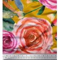 thumbnail image 1 of Soimoi Tissu en Satin Modal Imprimé Feuilles et Roses par Yard 42 Pouces de Large, 1 of 3