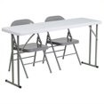 thumbnail image 1 of Bowery Hill Folding Table and 2 Folding Chairs in Gray and White, 1 of 1