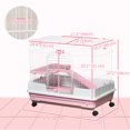 thumbnail image 3 of PawHut Cage pour Petits Animaux à 2 Niveaux de 32 Po L avec Roues Universelles Verrouillables, Rose, 3 of 10