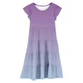 thumbnail image 4 of FhsagQ Robes Filles Été Dégradé Col Rond Manches Volantées Ligne à Étages Robe Décontractée Respirante Confortable Robe Ludique pour Enfants Tout-Petits Fête d'Anniversaire Tenue Quotidienne Violet 8-9 Ans, 4 of 5