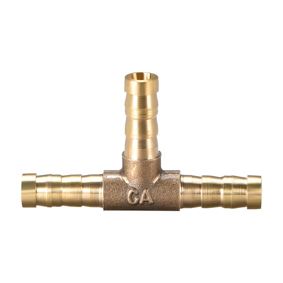 Unique Bargains 6mm or 15/64' ID Brass Barb Fitting T-Shaped 3Way Barb Hose Fitting