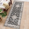 thumbnail image 2 of GlowSol 2'x6' Washable Hallway Runner Rug Vintage Medallion Print Low Pile Non-Slip Bedroom Runner Rugs for Kitchen Laundry, Black, 2 of 8