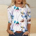 thumbnail image 1 of Meichang Hauts et Blouses à Manches 3/4 pour Femmes, T-shirts Imprimés Mode pour Femmes Blouse à Manches 3/4 Col Rond Hauts Décontractés Coupe Ample, 1 of 5