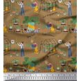 thumbnail image 1 of Soimoi Polyester Crepe Fabric Tropical Leaves,Leopard & Girl Scene Printed Craft Fabric by The Yard 52 Inch Wide, 1 of 3