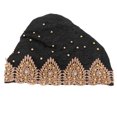 thumbnail image 2 of Turban Head Wrap, Multicolor Floral Design Stylish Exquisite Wide Use Soft Elastic Muslim Turban Hat Comfortable Breathable  For Worship For Daily Wear Wine Red,Champagne,Bright, 2 of 8