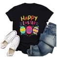 thumbnail image 4 of EGNMCR T-Shirts de Pâques pour Femmes Imprimé de Pâques Manches Courtes Blouse T-Shirt, 4 of 5