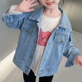 thumbnail image 2 of Lovzfmll Girls' Bow Detail Denim Jacket, Button Front Collared Style, Casual & Designer Look for Little Girls, 5 Years, 2 of 9
