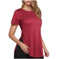 thumbnail image 2 of AherBiu T-Shirts pour Femmes à Col Rond, Coupe Ample, Décontractés, Manches Courtes, Hauts Surdimensionnés en Coton, T-Shirt Basique, T-Shirts, 2 of 7