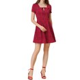 thumbnail image 1 of INSPIRE CHIC Robe de Bal Trapèze à Manches Courtes à Encolure Carrée Imprimée pour Femme TG à Pois Rouges, 1 of 7