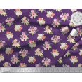 thumbnail image 3 of Soimoi Purple polyester Crepe Fabric Leaves & Grandiflora Roses Floral Printed Craft Fabric by the Yard 52 Inch Wide, 3 of 5